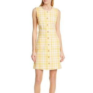 Tory Burch Jacquard Print Dress in Yellow Plaid Size 4